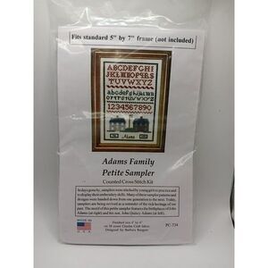 New! Adams Family Petite Sampler 4x6 Barbara Bangser Cross-stitch Kit PC-734